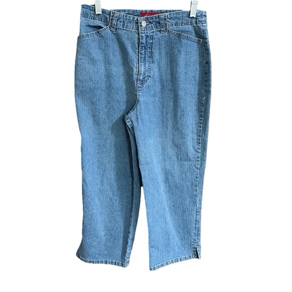 Womens Gloria Vanderbilt Capri Denim Jeans Light Wash Size 6 Meas 26x20 Slits - Picture 11 of 14
